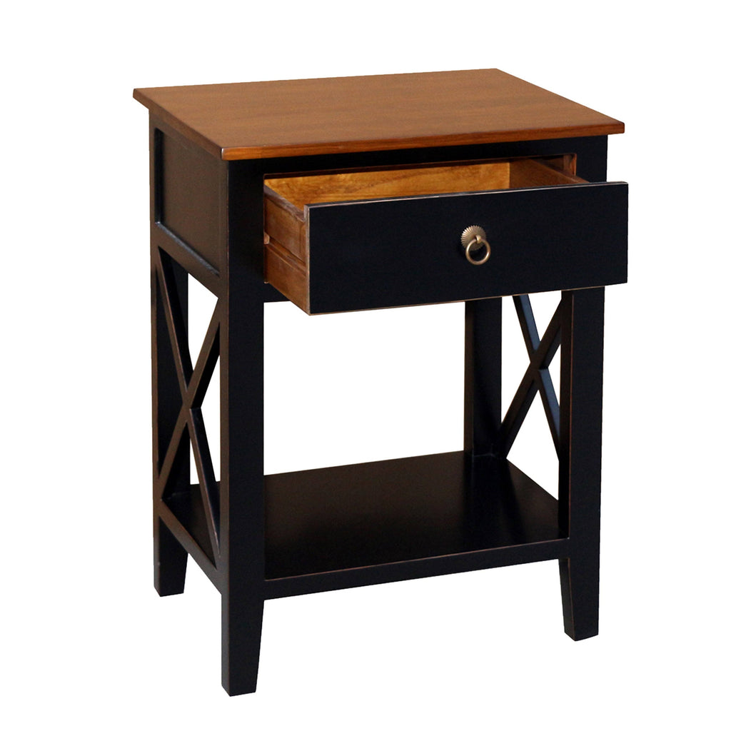 Blue Side Table Cabinet with Drawer and Shelf S37071