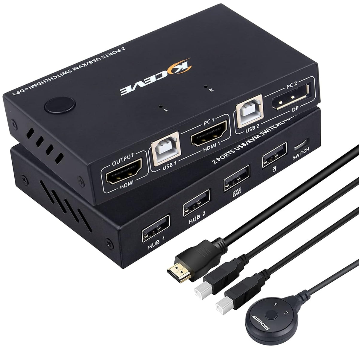 KVM Switch HDMI 2 Port 4K@30Hz with 2 HDMI Cable and 2 USB Cable A83338