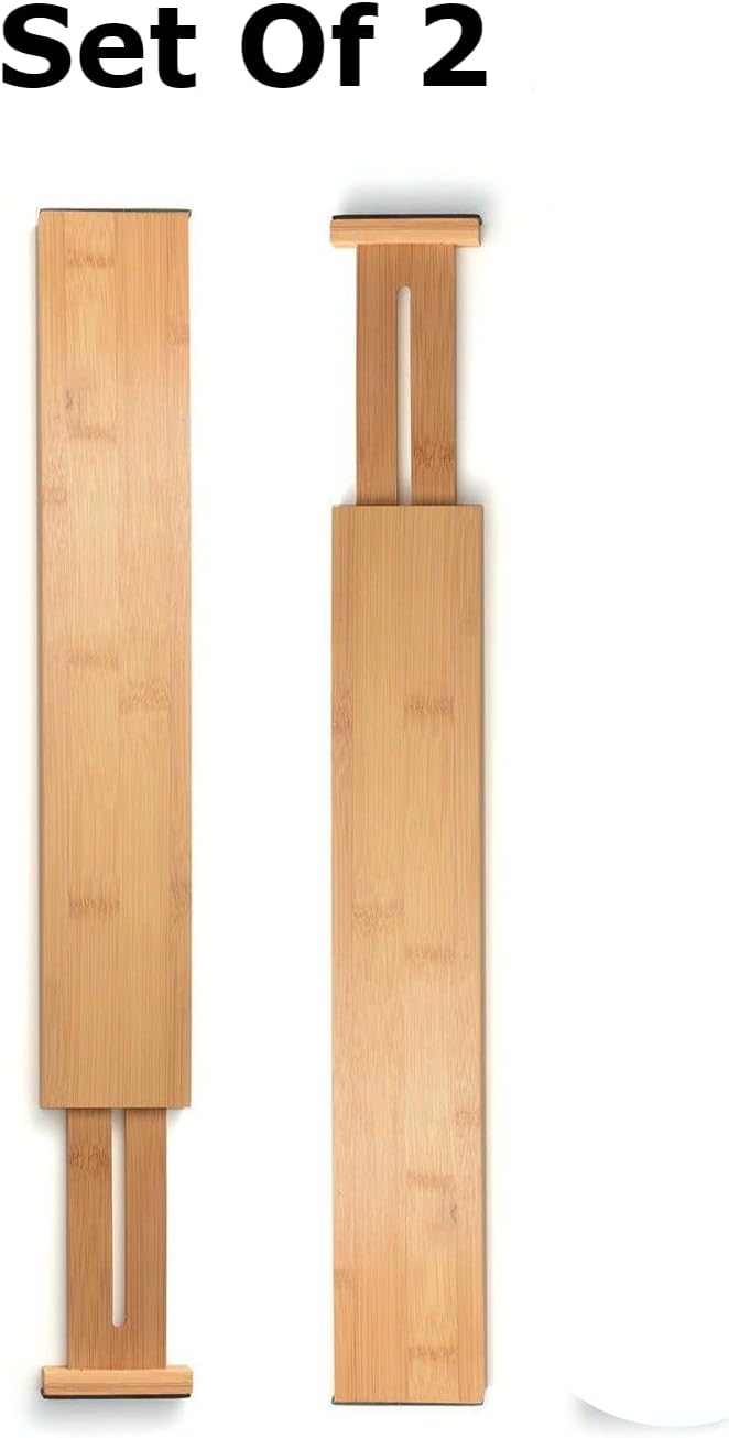 Natural Bamboo 2-Pack Expandable Drawer Divider Organizers E597