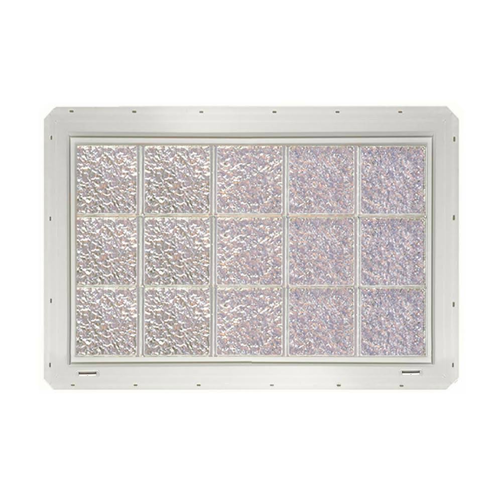 39.25 in. x 24.25 in. x 3.25 in. Ice Pattern Vinyl Framed Glass Block Window with White Colored Vinyl Nailing Fin X371942