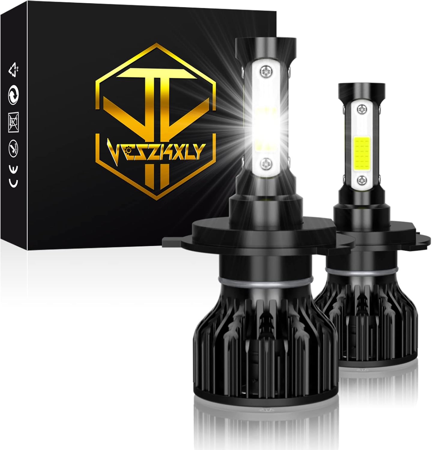 9003/H4 High/Low Beam LED Headlight Bulbs, H11/H16 LED Fog Light Bulbs, Pack of 4 N513