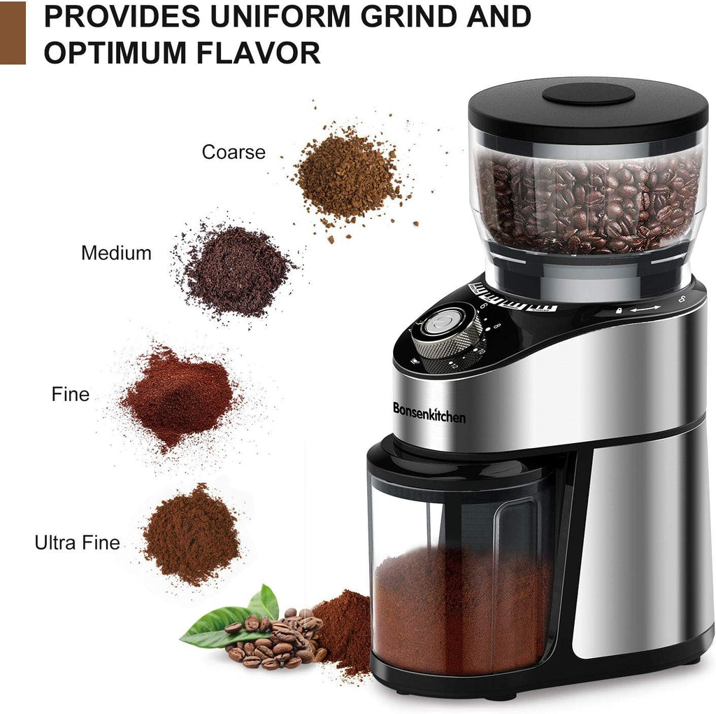 Stainless Steel Electric Conical Burr Coffee Grinder with 12 Grind Settings V24055