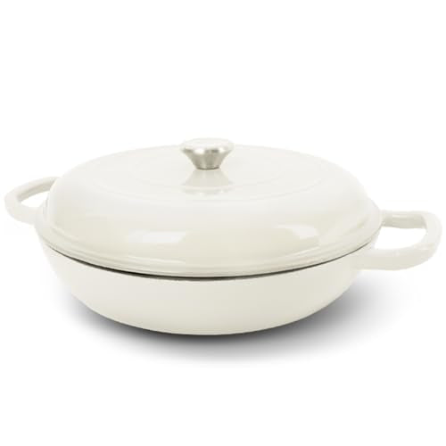 3.8 Quart Enameled Cast Iron Dutch Oven with Lid, Cream White M826732