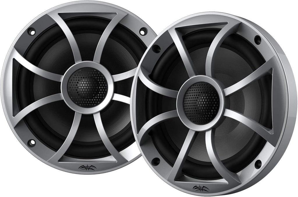 Marine AM/FM/BT Stereo with 2 Pair 6.5 inches Marine Coaxial Speakers, Silver Grill X121286