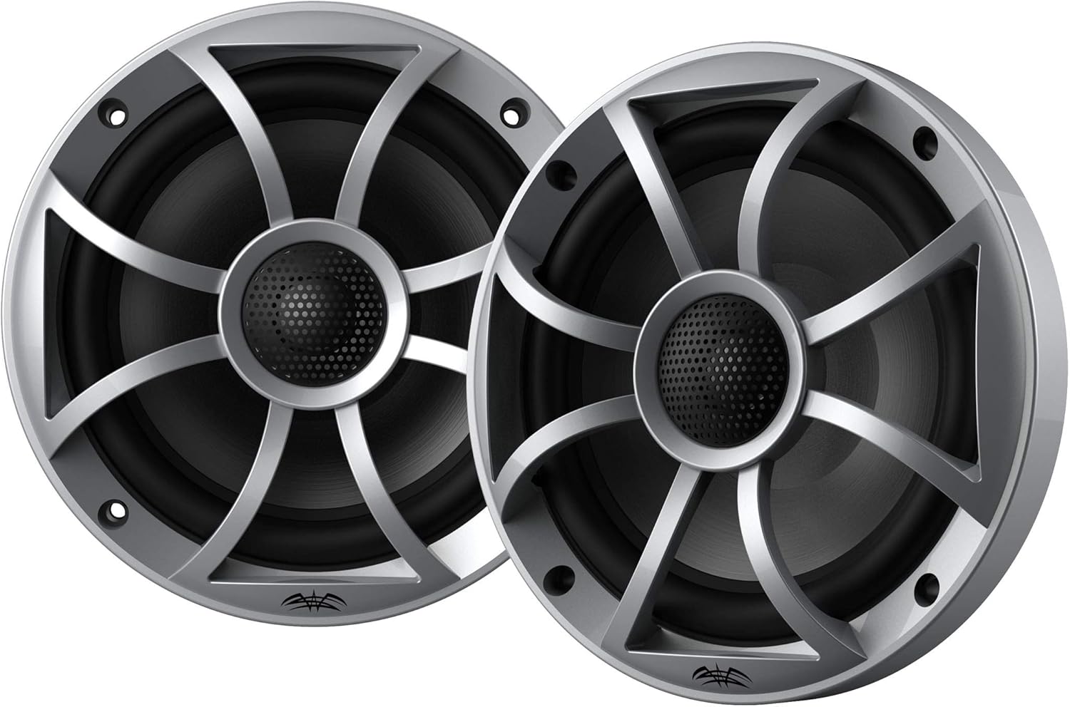 Marine AM/FM/BT Stereo with 2 Pair 6.5 inches Marine Coaxial Speakers, Silver Grill X121286