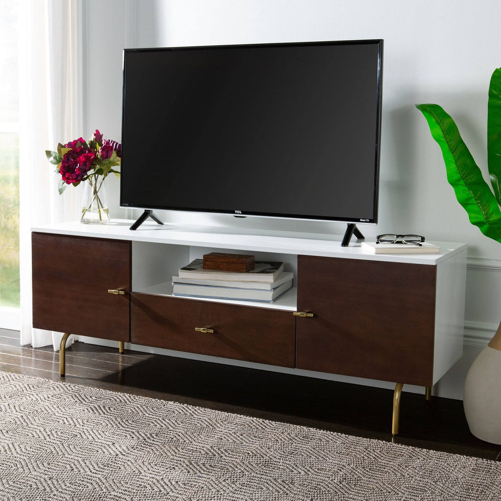 Cream White Washed Media Stand U607754