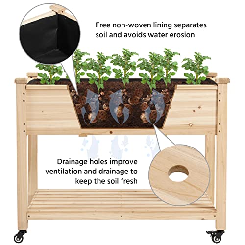 Wooden Raised Garden Bed with Wheels, 2 PCS O439196