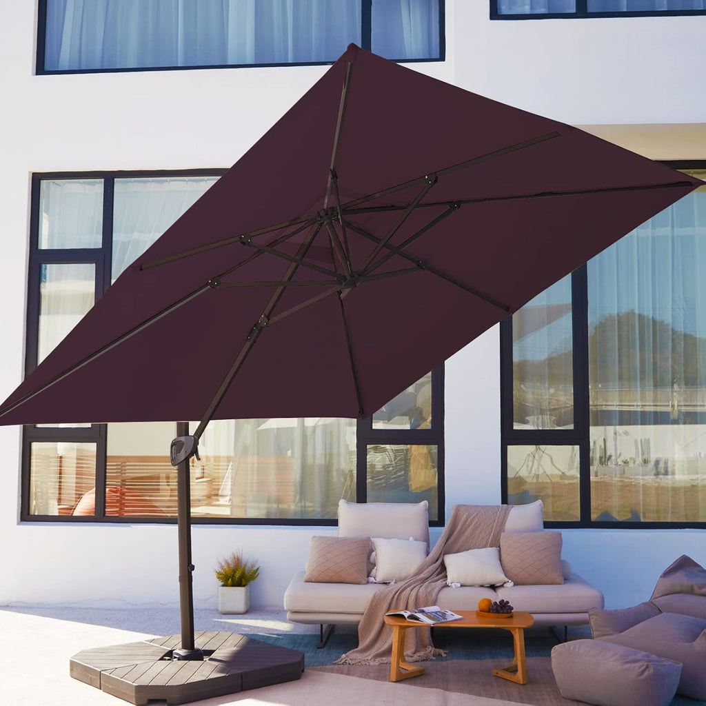 9x9 FT Square Cantilever Patio Umbrella with Sky Blue Solution-dyed Fabric F28421