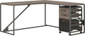 Rustic Gray L Shaped Desk with 3 Drawer Mobile File Cabinet V9260