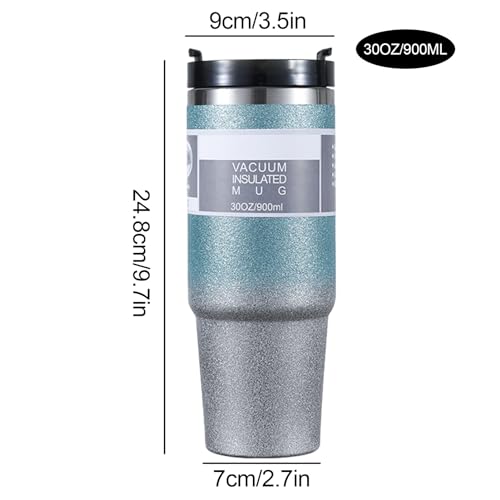 Double Layer Stainless Steel Insulated Mug with Lid, Gradient Color Travel Mug (pink orchid) K82033