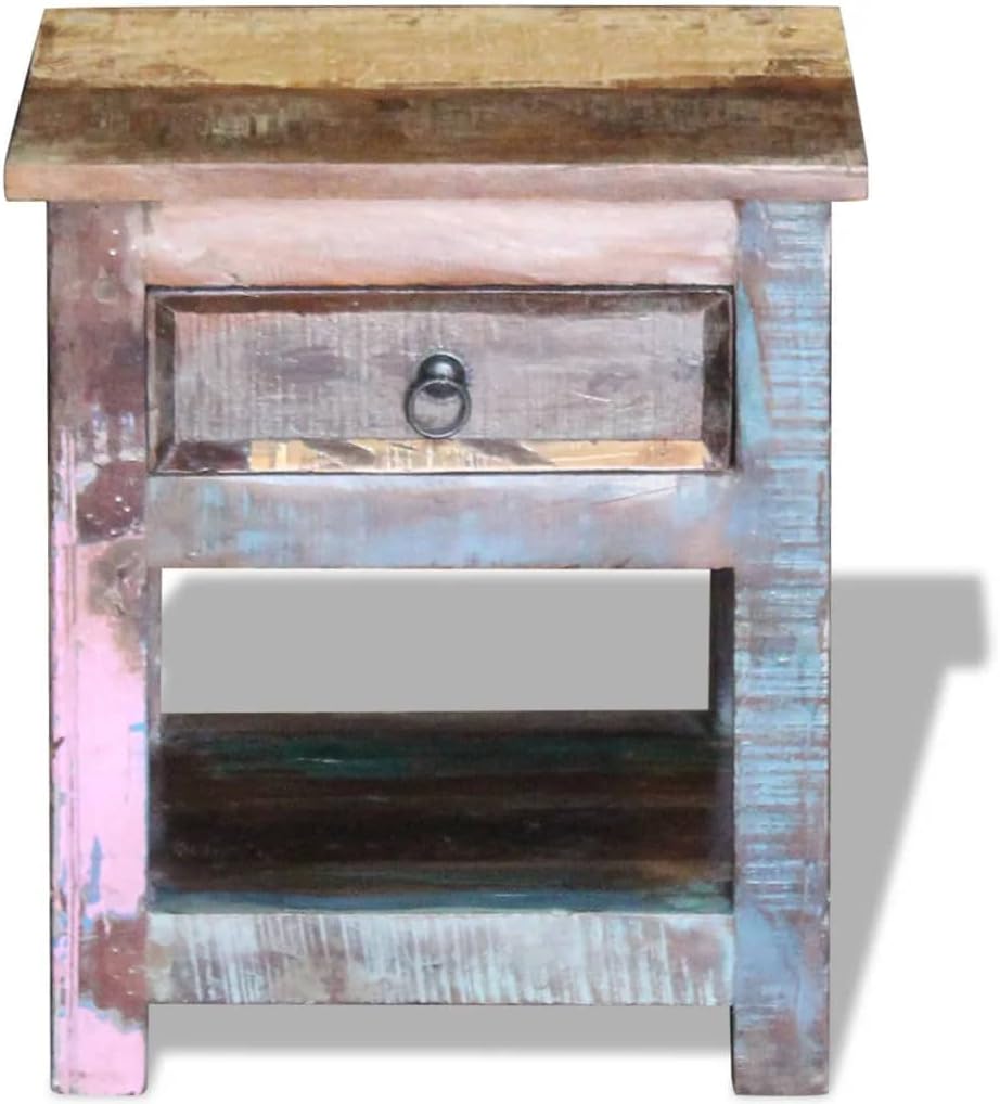 Solid Reclaimed Wood Side Table with 1 Drawer P87928