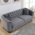 Grey Velvet 3-Seater Chesterfield Sofa F2005