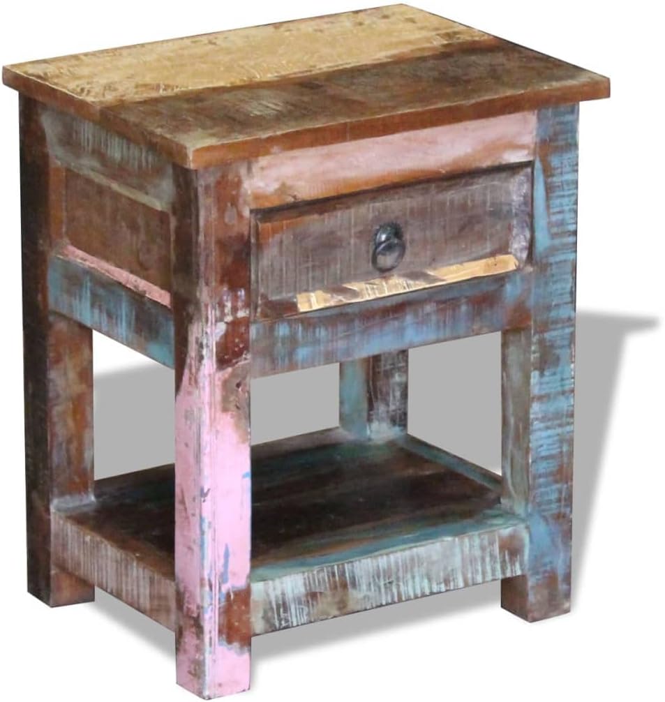 Solid Reclaimed Wood Side Table with 1 Drawer P87928
