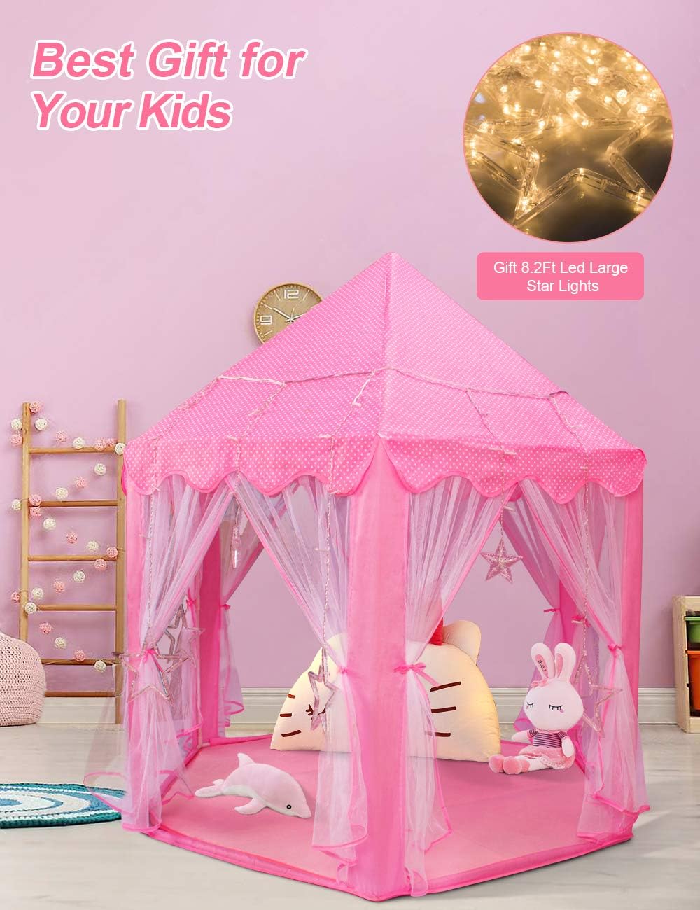 Pink Hexagon Kids Play Tent 55x 53(DxH) Q505718