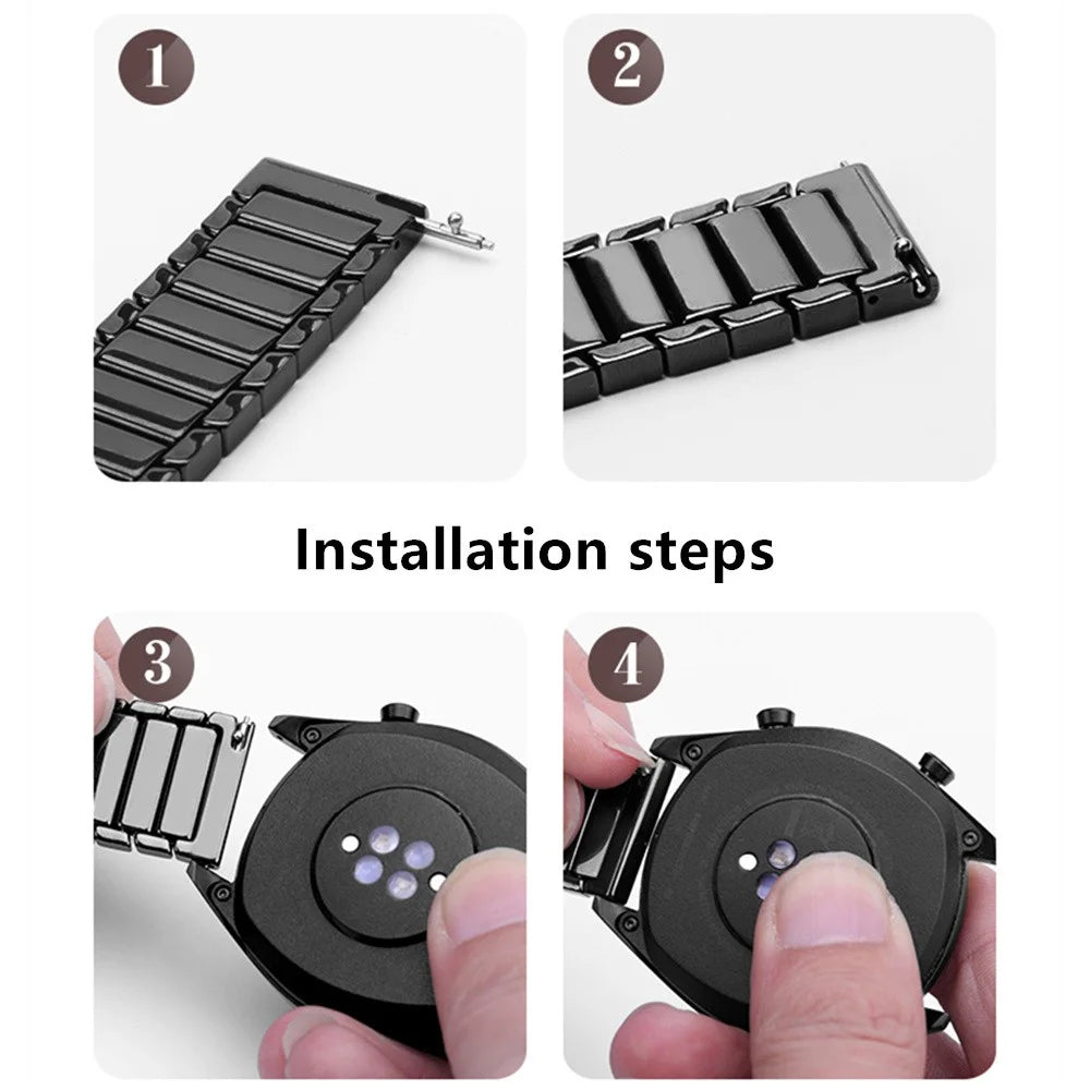 Stainless Steel Ceramics Link Strap Wristband V7122
