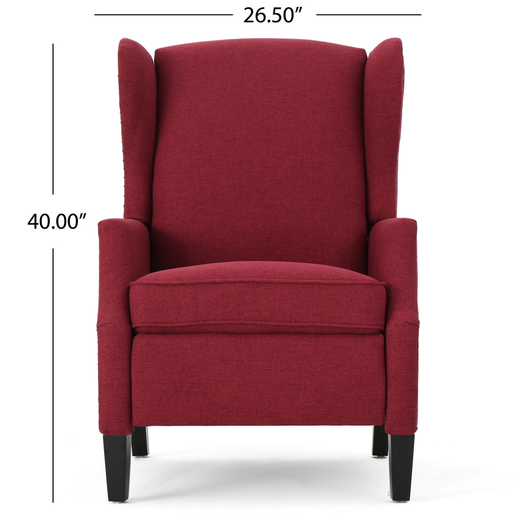 Deep Red and Dark Brown Fabric Pushback Recliner, Set of 2 F4091