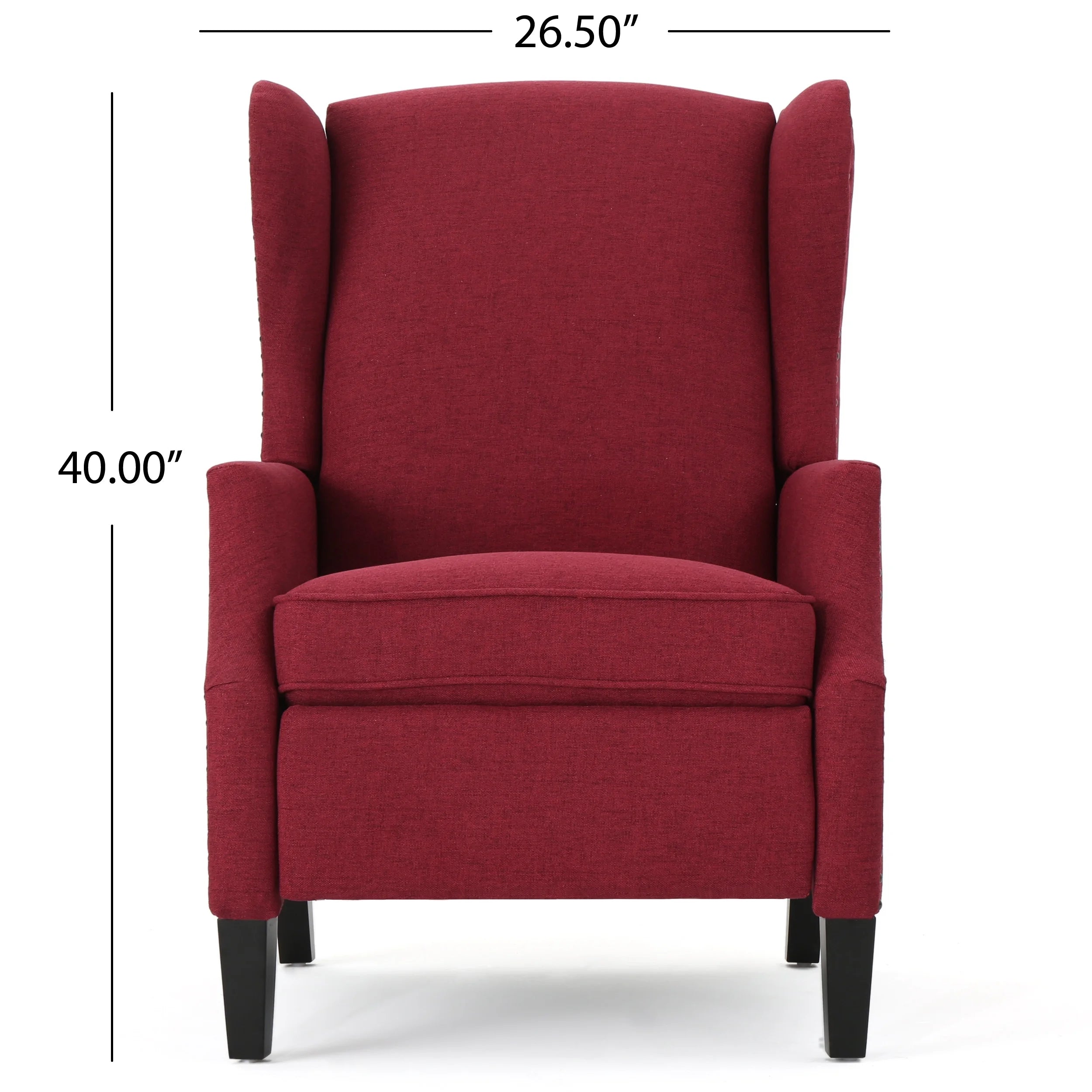 Deep Red and Dark Brown Fabric Pushback Recliner, Set of 2 F4091