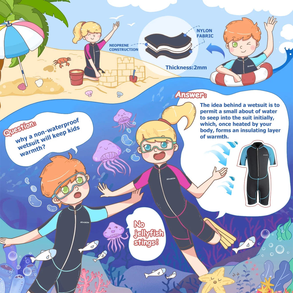 2mm Kids Front Zipper Shorty Wetsuit H823399