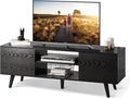 Gray Oak TV Stand with Storage Cabinet and Open Shelves R9937