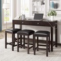 4-Piece Counter Height Dining Table Set with 3 PU Leather Padded Stools Espresso B54260