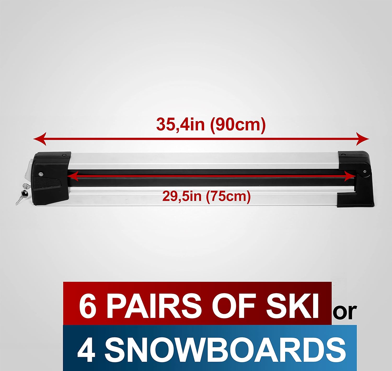 Universal Ski & Snowboard Car Rack with Anti-Theft Lock, 35 Fits Up to 6 Pairs of Skis or 4 Snowboards C127
