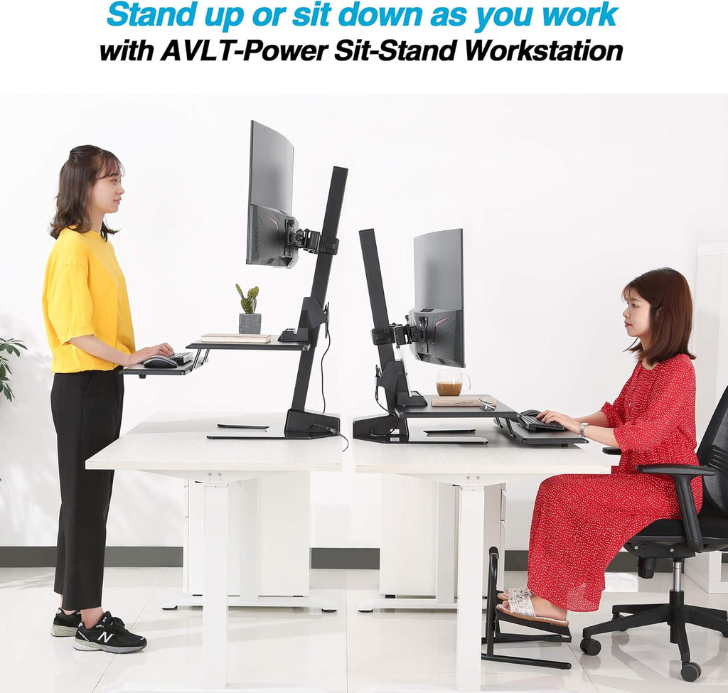 Dual 32" Monitor Electric Standing Desk with Keyboard Tray Extra Large 28"x 16" Tabletop Motorized Height Adjustable Sit to Stand Table N9119