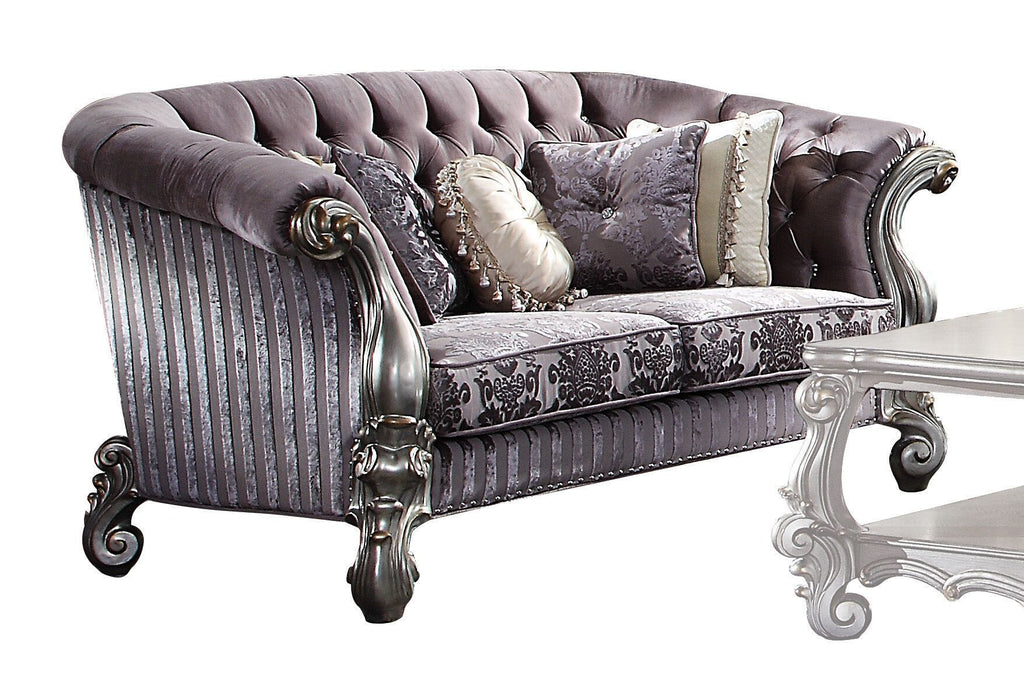 Purple Velvet Love Seat Sofa with Toss Pillows C24412