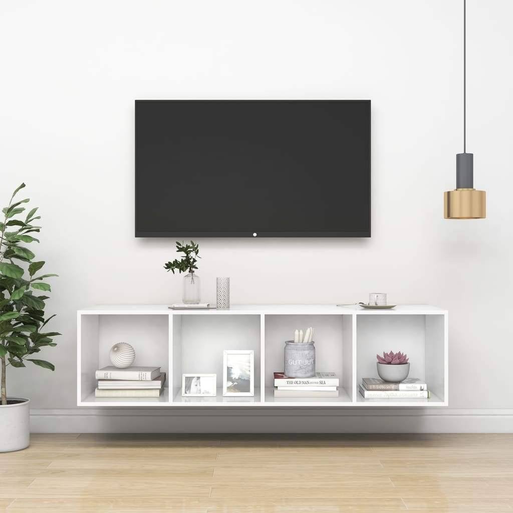 White Wall-Mounted TV Cabinet Chipboard C30515