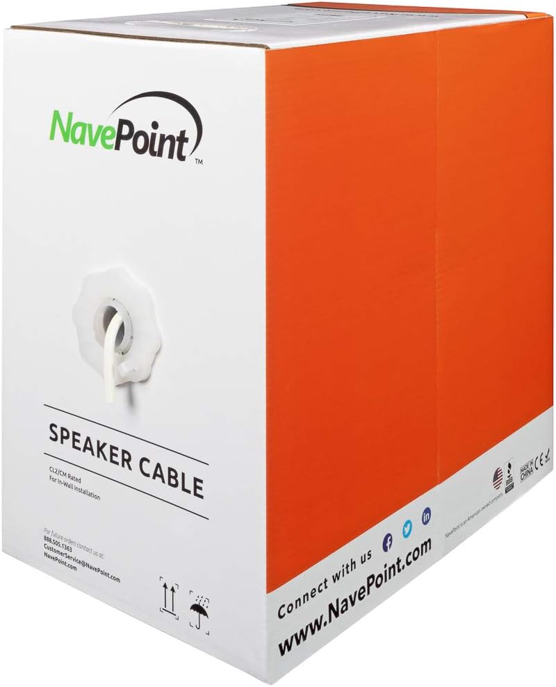 500ft 16/4 AWG 4 Conductor White Speaker Cable T642412