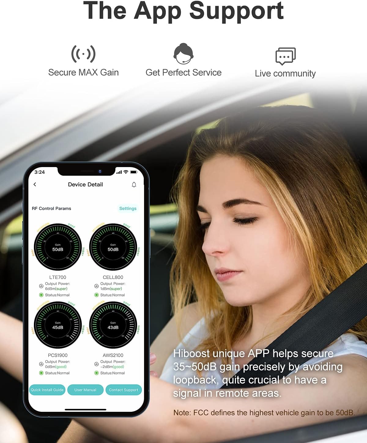 Car Cell Phone Booster with Magnetic Roof Antenna O333807