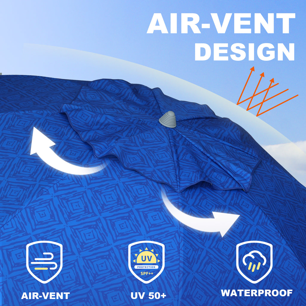 6.5ft Beach Umbrella with Sand Anchor D155978