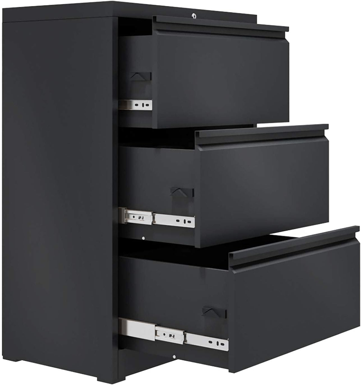 Black 3 Drawer Metal Lateral File Cabinet F763