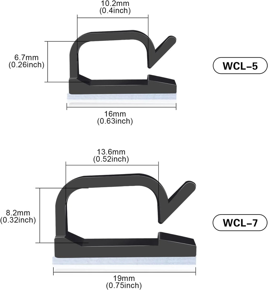 120 PCS Black Adhesive Cable Wire Clips A859