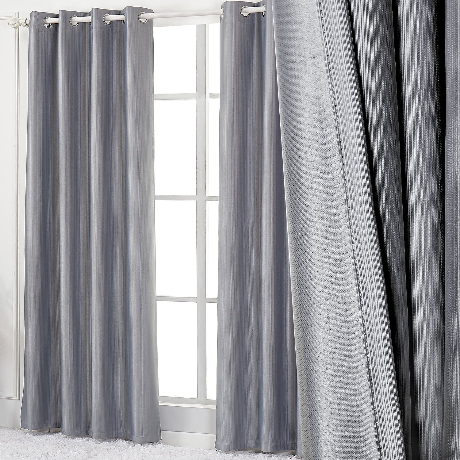 90% Blackout Curtains Set of 2 Panels, Light Gray, 52 x 84 inch M4918