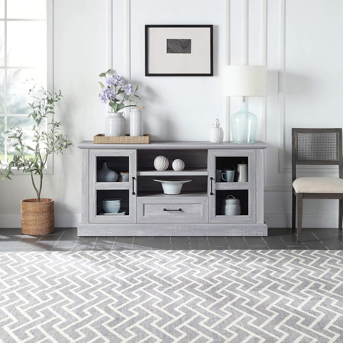 Gray Wash TV Stand with Storage Z959189
