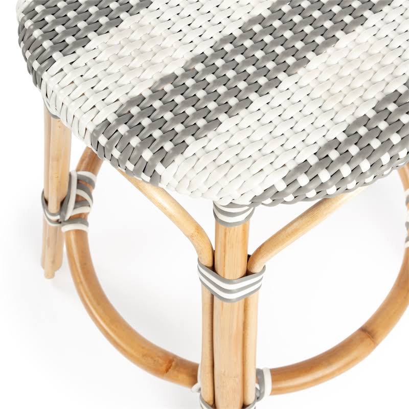 Grey & White Rattan Counter Stool H63420