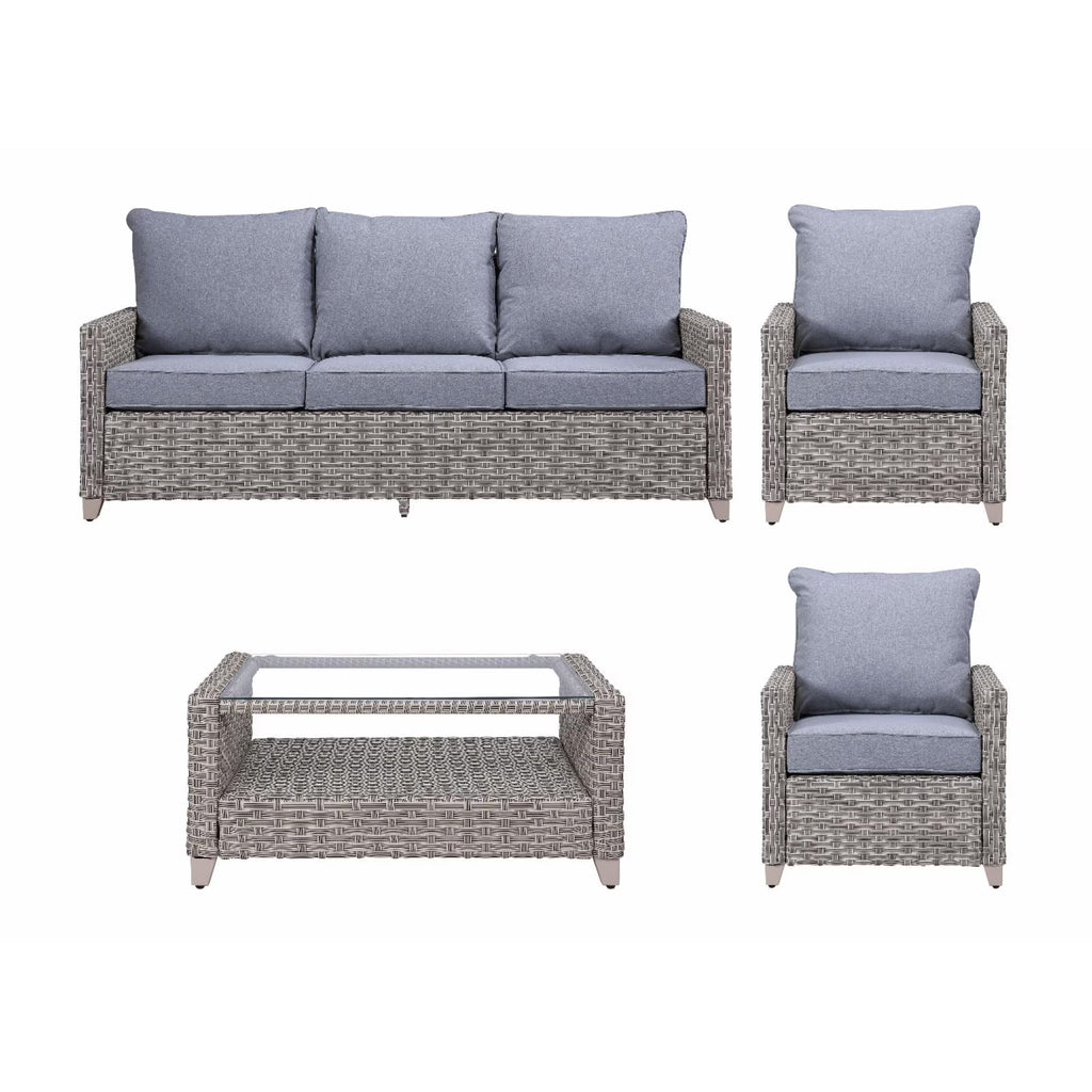 Gray Fabric Patio Sofa Set Z659