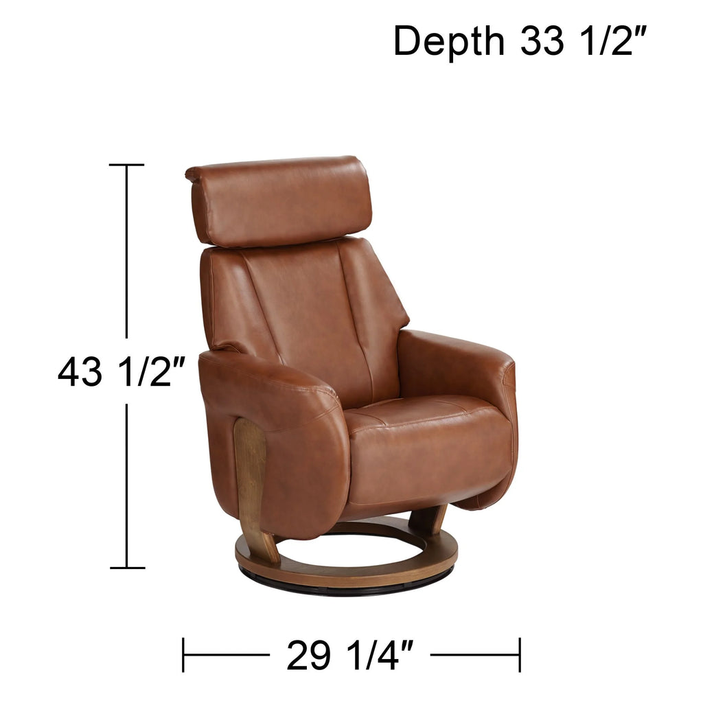 Brown Swivel Faux Leather Recliner Chair U8099
