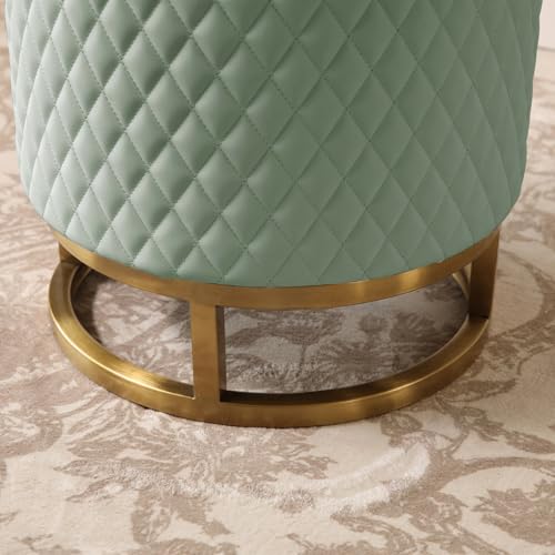 White Faux Leather Round Vanity Stool R87580