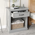 Rustic Gray 3-Drawer Wood Nightstand Q497200