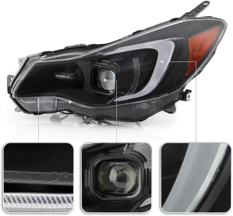 Black Housing LED Tube Projector Headlights Headlamps Q283