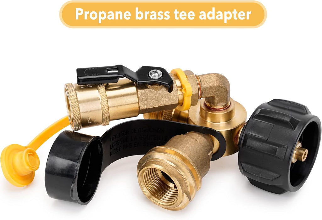 4-Port Propane Brass Tee Adapter Kit with 6FT and 12FT Extension Hose, Pack of 2 X66042