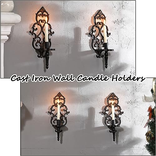 Black Antique Metal Wall Candle Sconce Holder Set of 2 A9780