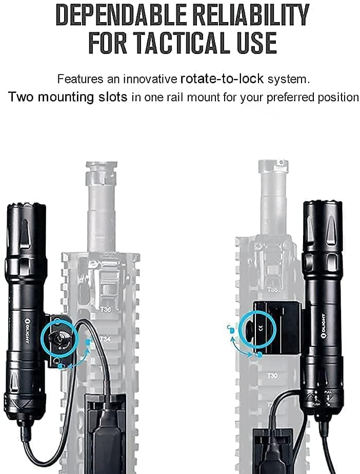 2000 Lumens Rechargeable Picatinny Rail Mounted Tactical Flashlight with Remote Pressure Switch N689386