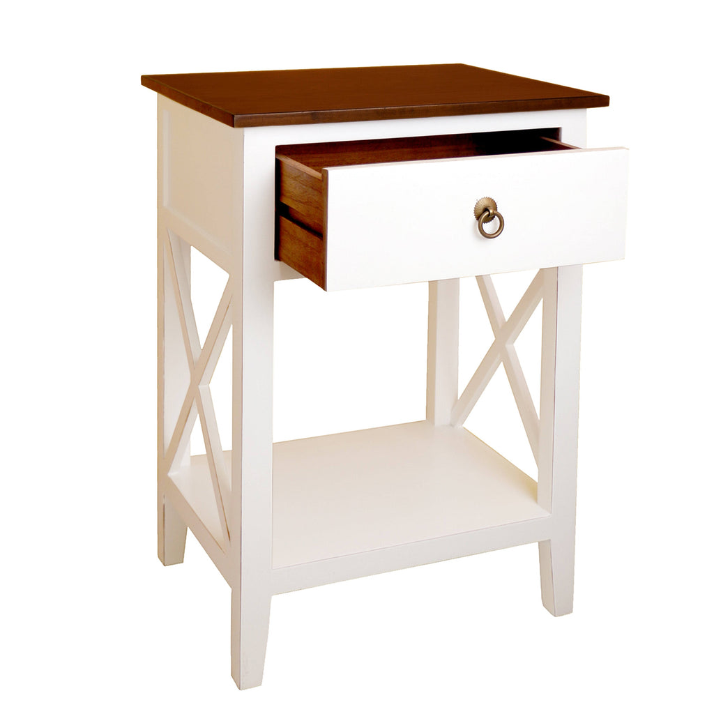 Blue Side Table Cabinet with Drawer and Shelf S37071