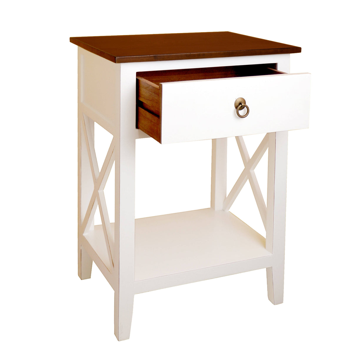 Blue Side Table Cabinet with Drawer and Shelf S37071