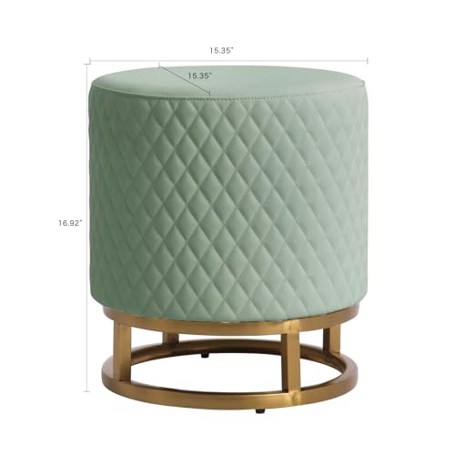 White Faux Leather Round Vanity Stool R87580