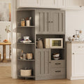 60.4" Farmhouse Kitchen Pantry Storage Cabinet with Doors and Adjustable Shelves Z21999