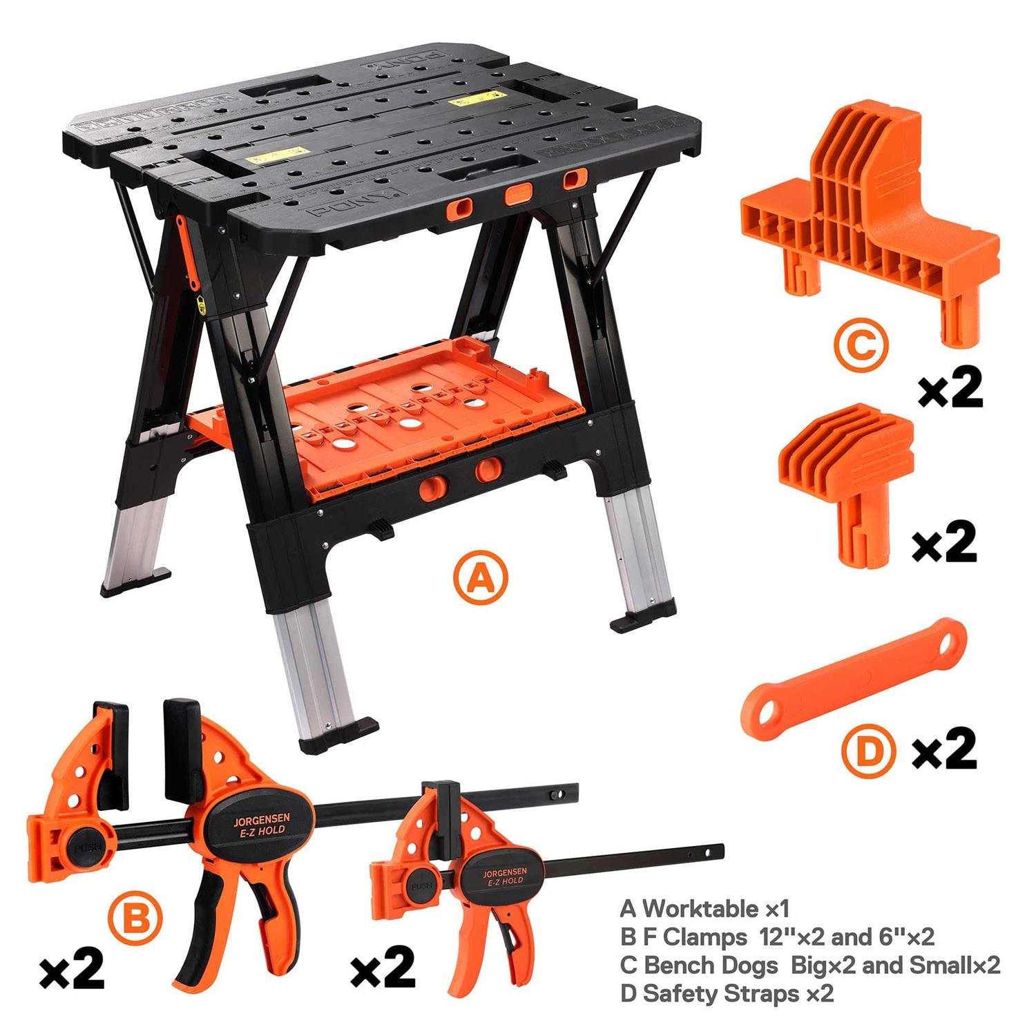 Portable Folding Work Table 2-in-1 Sawhorse Workbench A5406