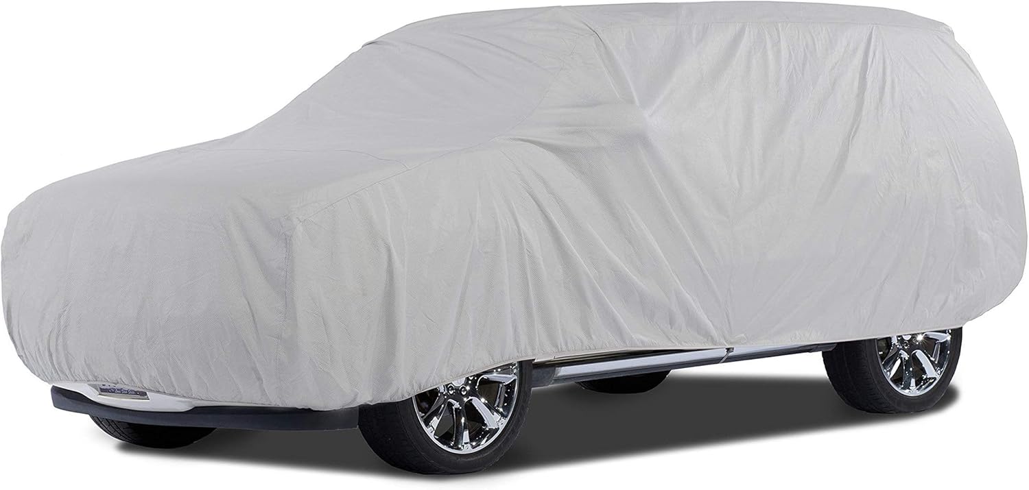 Grey 3-Layer Car Cover with Mesh Vent and Elastic Hem M3603